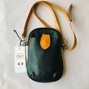 Divina Firenze Italian Genuine Leather Crossbody Black  Made in Italy